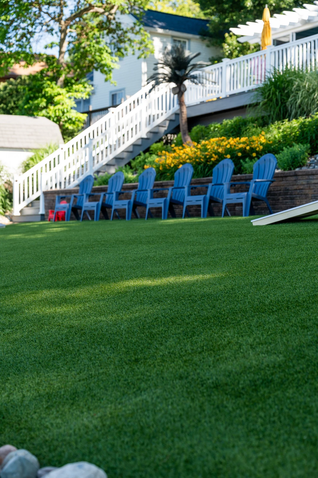 LandScapes® Verana artificial turf installation at Big Long Lake, Wolcottville, Indiana