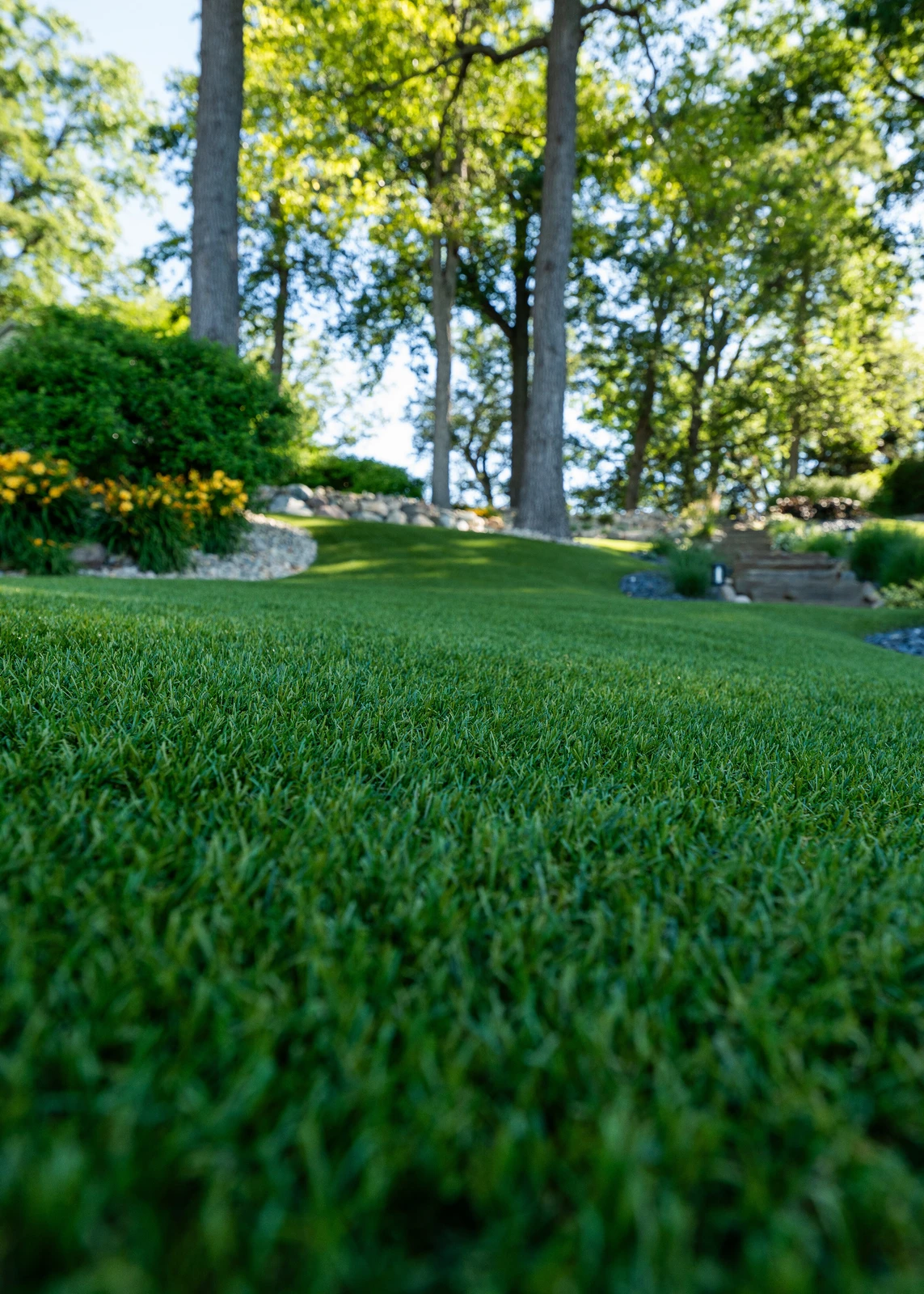LandScapes® Verana artificial turf installation at Big Long Lake, Wolcottville, Indiana