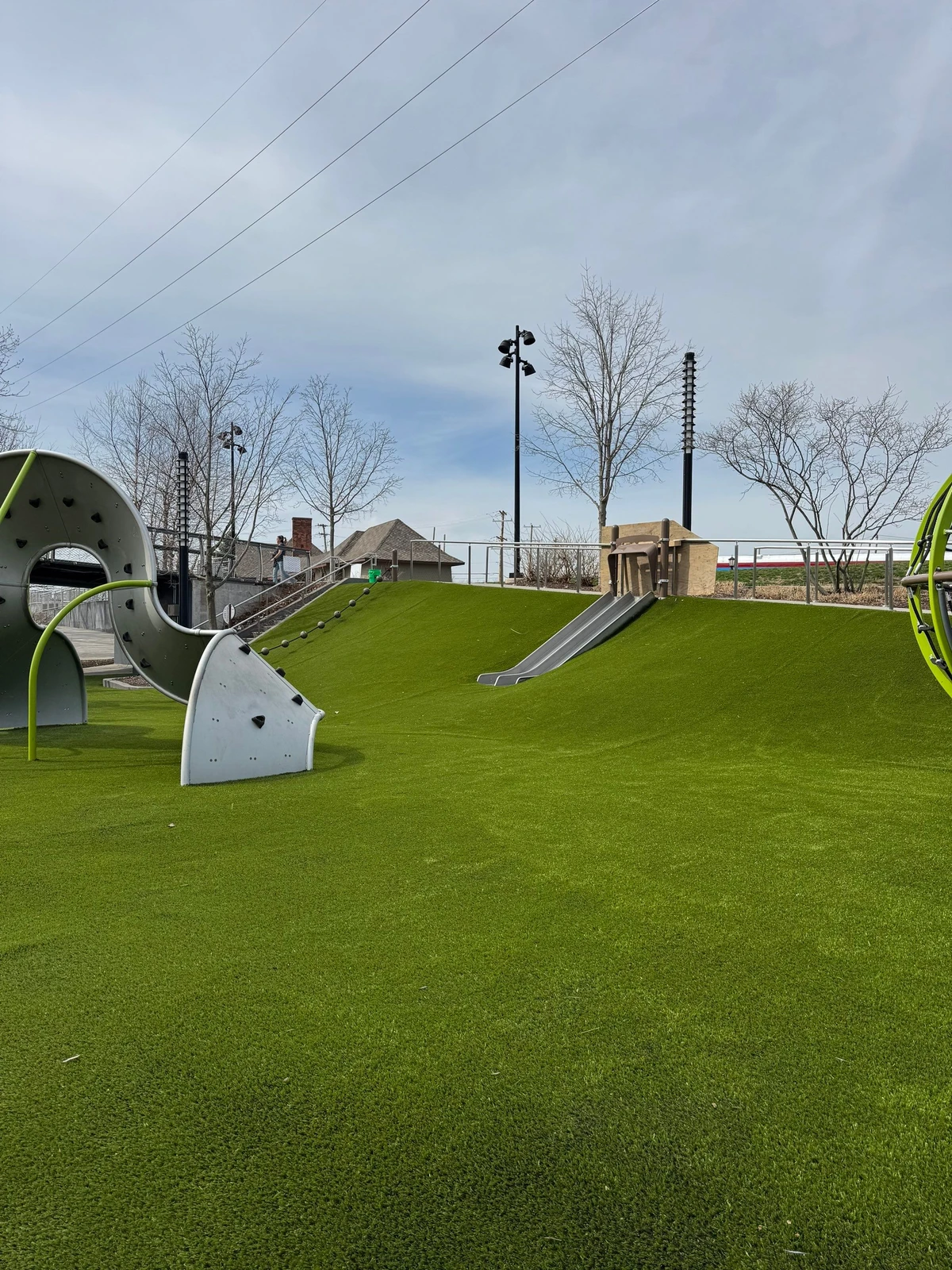 Playground Grass™ artificial turf installation at Promenade Park, Fort Wayne, Indiana