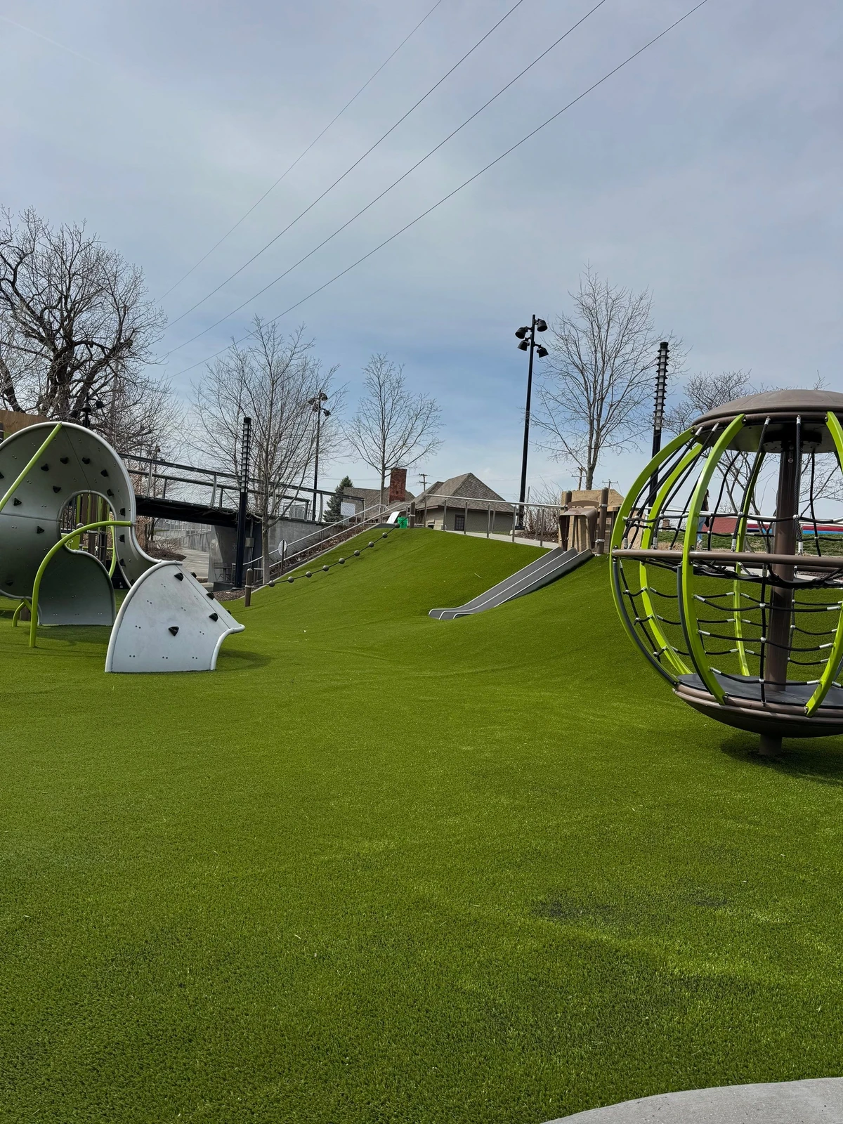 Playground Grass™ artificial turf installation at Promenade Park, Fort Wayne, Indiana